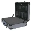 Latches are lockable. Features a perforated foam inner for customising the inside of the case to hold equipment firmly in place. Panels made from lightweight, yet tough composite plastic material. External size: 445x330x128mm.