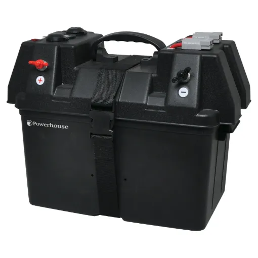 This 12V battery box features all the common connections that would typically be required for outdoor recreation power needs.