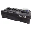 A complete central power hub for your 4WD, caravan or camping remote power set up. This box contains 6 contura style illuminated switches, 3 car accessory sockets (12V), USB charger, LED volt meter, all protected by a 6 way weatherproof fuse block.