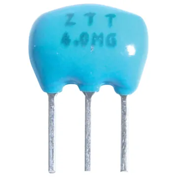 Quality 3 pin ceramic resonators with internal load capacitor, as used in modern microprocessor circuits.