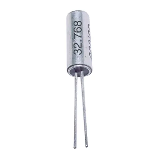 32.768 kHz watch crystal as used in timing circuitry, clocks, wristwatches etc.

DT-26T series.