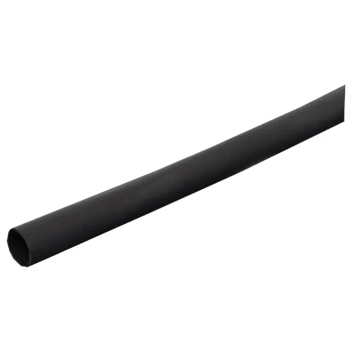 Nominal: 5mm (8mm across when flattened) when shrunk: 2.5mm
Military grade flexible tubing.  Suitable for insulation, colour coding, strain relief and protection in electrical and electronic applications.