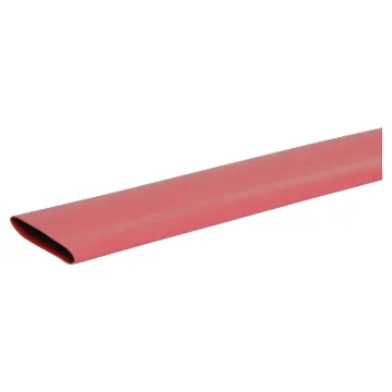 Colour: Red
Nominal &Oslash: 50mm (77mm across when flattened) 
&Oslash when shrunk: 25mm 

Glue backed heatshrink is ideal for minimising cable movement and reducing moisture ingress into cable joins and plugs.