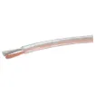 Low loss, high power speaker cable for hi-fi speaker systems. Clear outer sheath with two tone copper conductors. 100m rolls.