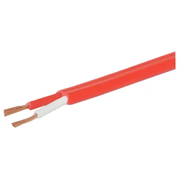 Speaker cable for 100V line commercial PA audio systems. Double PVC insulated twin. Separate conductors with non-bonded sheath.
