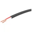 Speaker cable for 100V line commercial PA audio systems. Double PVC insulated twin. Separate conductors with non-bonded sheath.