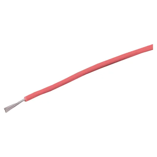 Pink, 7 strand, 26AWG, tinned copper wire with a PVC insulator for indoor, general purpose, low current wiring.