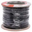 Black, 7 strand, 26AWG, tinned copper wire with a PVC insulator for indoor, general purpose, low current wiring.