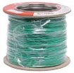 Green, 7 strand, 26AWG, tinned copper wire with a PVC insulator for indoor, general purpose, low current wiring.