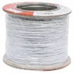 White, 7 strand, 26AWG, tinned copper wire with a PVC insulator for indoor, general purpose, low current wiring.