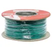 Green, 14 strand, 21AWG, medium gauge, tinned, copper hookup wire with a PVC insulator suitable for indoor, general purpose wiring.
