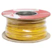 Yellow, 14 strand, 21AWG, medium gauge, tinned, copper hookup wire with a PVC insulator suitable for indoor, general purpose wiring.