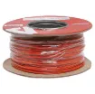 Orange, 14 strand, 21AWG, medium gauge, tinned, copper hookup wire with a PVC insulator suitable for indoor, general purpose wiring.