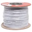 White, 24 strand, 18AWG, heavy duty, tinned copper wire with a PVC insulator suitable for indoor, general purpose wiring.