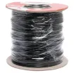 Black, 32 strand, 17AWG, heavy duty, high current, tinned copper wire with a PVC insulator suitable for indoor 240V and heavy duty wiring.