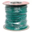 Green, 32 strand, 17AWG, heavy duty, high current, tinned copper wire with a PVC insulator suitable for indoor 240V and heavy duty wiring.