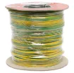 Yellow/Green, 32 strand, 17AWG, heavy duty, high current, tinned copper wire with a PVC insulator suitable for indoor 240V and heavy duty wiring.