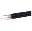 Low loss stereo audio cable with central video transmission cable. Twin shielded with copper braid and mylar foil.