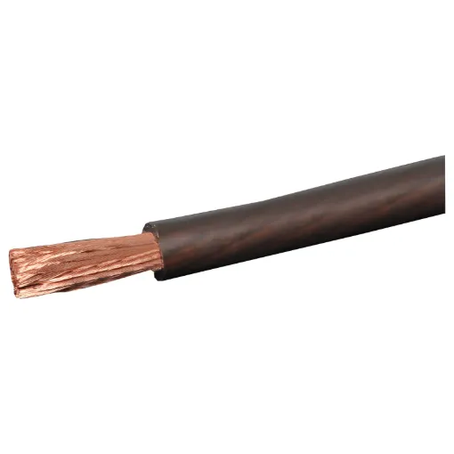 Solid copper 0 gauge high current power cabling for battery banks and power systems.