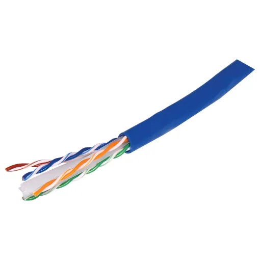 U/UTP (unshielded twisted pair) network cable. Solid copper conductors 8 x 1/0.57 (˜0.20mm2 /23AWG). 7.6mm OD.