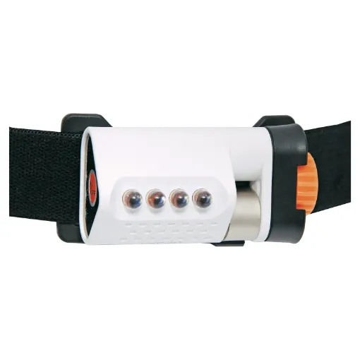 Incorporates 4 high brightness white LEDs with an adjustable elastic headband. Light assembly features a metal reinforced bracket and tilts down to direct light where you need it. Ideal for working in dimly lit areas such as equipment cupboards or leisure
