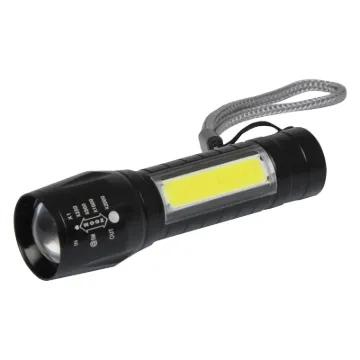 This compact yet powerful torch employs a 3 watt super bright white LED and has adjustable beam focus. It also features a strong 3W LED light positioned on the side of the torch which turns it into a lantern making it a perfect light source for any camping trip or family picnic. As the torch charges through USB you won''t have to worry about taking