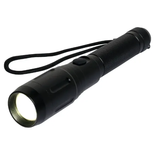 This compact torch can not only be charged via usb, but can also be used as a powerbank. The torch employs a high brightness 5 Watt light that multiple modes.