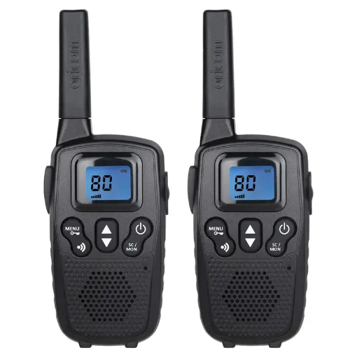 Great value twin pack of medium power transmitters offering range up to 7km for outdoor activities. Provides great voice quality and is ideal for keeping in touch whilst working or exploring. Includes 8 rechargeable batteries, mains charger & belt clips.