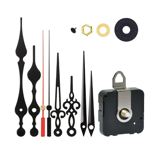 A DIY kit for repairing old clocks or creating your own designs. Quartz movement ensures accuracy. Includes 3 styles of hands.  Requires single AA battery. 2-6mm panel thickness.