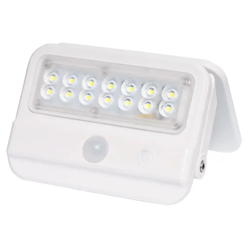 This 4W 500 lumen LED Solar Powered Sensor Floodlight features a quality plastic body and durable mounting bracket. It can be mounted as a wall light.
