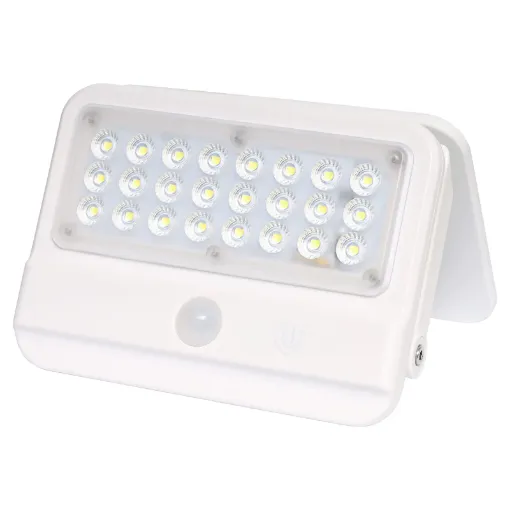 This 7W 800 Lumen LED Solar Powered Sensor Floodlight features a quality plastic body and durable mounting bracket. It can be mounted as a wall light.