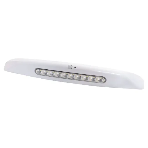 This sensor awning light is designed for installation on the exterior of caravans, RVs and vehicles where a handy motion detect light is needed. IP65 weatherproof rated.  12-24V DC input. Size: 372W x 52D x 53Hmm.