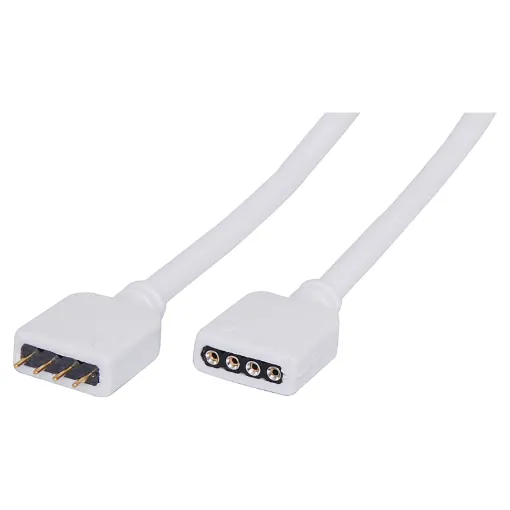 Plug and socket with flyleads and endcaps for connecting to IP28 indoor strip lighting.