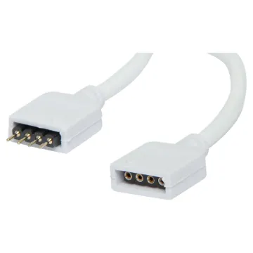 Plug and socket with flyleads and endcaps for connecting to IP28 indoor strip lighting.