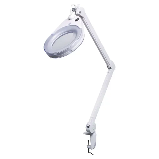 Our top of the range LED desktop magnifier lamp with 130mm lens and 3 diopter magnification.