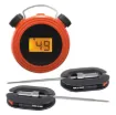 The EasyBBQ is a dual probe thermometer with Bluetooth connection to your smartphone. Includes 2 probes with stainless steel mesh cables. Android or iOS, plus monitoring on the backlit LCD. 0-300&degC range.  Requires 2xAAA batteries.