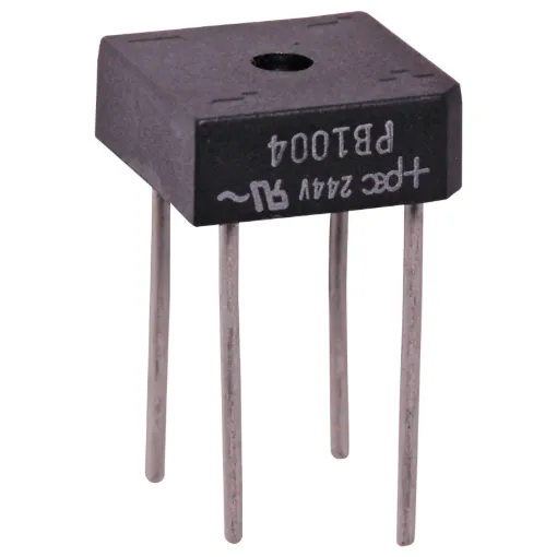 Rectifier Diode Bridges PB1004 400V 10 Amp, Plastic (Dimensions - A=7mm, B=1.3mm, C=13mm, D=19mm, E=4mm, F=19mm)