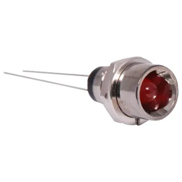 5mm Red LED with chrome bezel, soldertail connection
