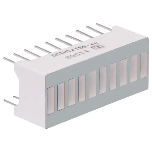 PCB Mount Bar Graph LED display

Two or more of these bar graphs can be ganged together to give a longer LED display. 
Size: 25.3 x 10.16mm.
Uses standard 20 pin DIL spacing