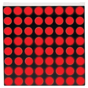 This miniature LED matrix has everything a big LED matrix has, but bite sized! 64 bright red LEDs are contained inside the plastic body, in an 8x8 matrix.
