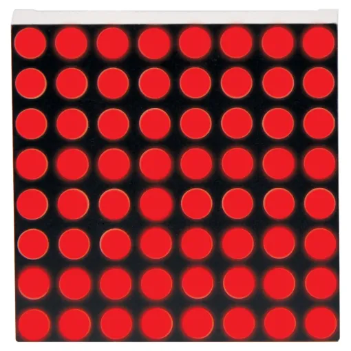 This miniature LED matrix has everything a big LED matrix has, but bite sized! 64 bright red LEDs are contained inside the plastic body, in an 8x8 matrix.