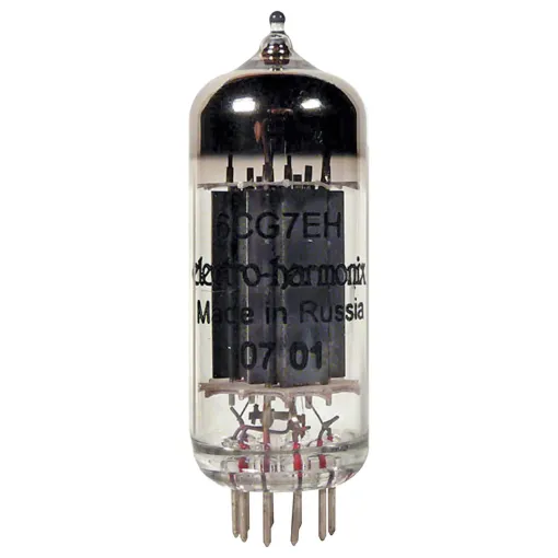 The 6CG7EH is a low noise, full voltage replica of the original 9-pin RCA 6CG7 / 6FQ7 that is exact in every detail. The silky sound of the original is maintained inside of an ultra rugged design that guarantees long life. Linear response and a low noise