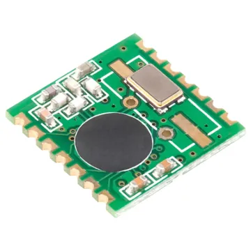 A low cost, high performance option to add wireless functionality to your latest Arduino design. 14 pin SMD package for direct board mounting. Up to 115.2kbps data rate.  
Operates in 434MHz band. 2.2 - 3.8V input.