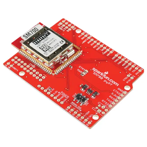 A shield compatible development board featuring the Synapse SM700 wireless network module. Designed to set up wireless mesh networks with a 32-bit ARM7 processor & plenty of on-board memory.