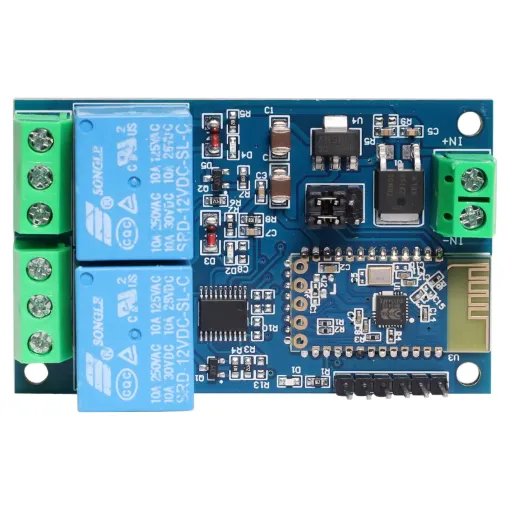 A combined relay and control board with the ability to switch on and off connected loads using an App on your phone via Bluetooth. The eWeLink app offers seamless power switching using your device when in range of the relay board (typically 10m).