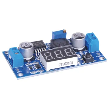 A boost module allowing a low input voltage to be increased to a higher output voltage. Display can be toggled between input and output voltages. Input 3-34V DC. Output 4-35V DC. 2A continuous current. 
Size: 66L x 34W x 14Hmm.