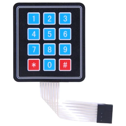 Ideal for access control projects, this adhesive backed membrane keypad can be interface to an Arduino's digital inputs.  69W x 77H with 85mm flexible flat connection lead.