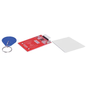 Uses the common MFRC522 chip to provide contactless 13.56MHz switching via electromagnetic field. Easy to set up with Arduino using readily available libraries. Includes keyfob and credit card style tags. 3.3V input. 40Lx60Wmm.