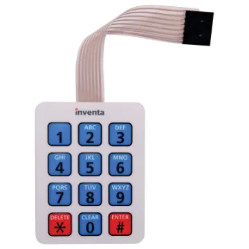 Ideal for access control projects, these adhesive backed membrane keypads can be interfaced to an Arduino digital inputs. 85mm flexible flat connection lead.