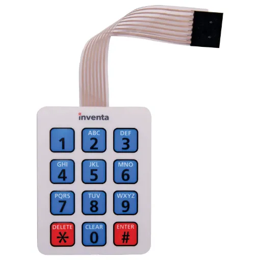 Ideal for access control projects, these adhesive backed membrane keypads can be interfaced to an Arduino digital inputs. 85mm flexible flat connection lead.